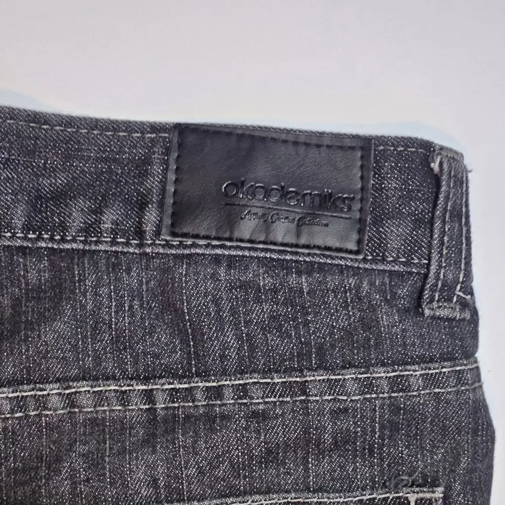 Akademiks Baggy Jeans Boys 12 Black Faded Y2K Hip Hop Skater Hipster Streetwear